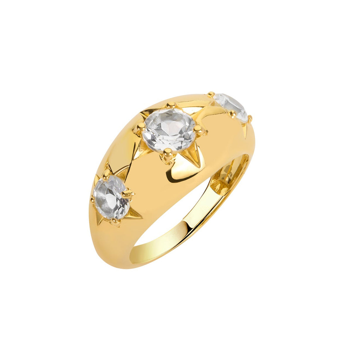 Astra Gold White Topaz Three Star Ring – Emily Mortimer Jewellery