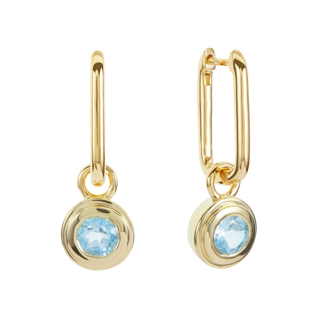 Zya Gold Sky Blue Topaz Earrings Emily Mortimer Jewellery